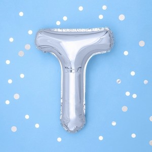 BALÓNEK fóliový mini písmeno T stříbrné 35 cm