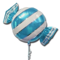 Balónek fóliový sv.modrý  Bonbon s proužky 1ks