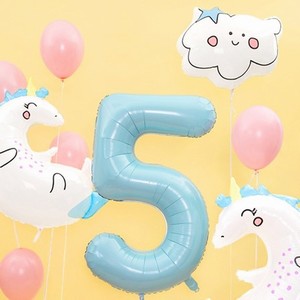 BALÓNEK fóliový číslo 5 světle modré 86 cm