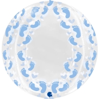 Balónek fóliový transparentní koule Ťapičky modré 48 cm