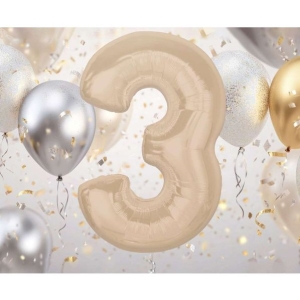 Balónek fóliový číslo 3 matný latte 92cm
