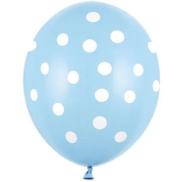 Balónek latexový baby blue s puntíky 30 cm 1 ks