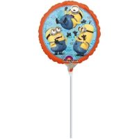 Balónek na tyčce plněný vzduchem Mimoni 23 cm