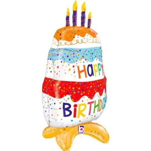Balónek fóliový samostojný Dort Happy Birthday 74 x 43 cm