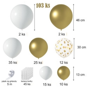 Balnkov girlanda Elegant Gold and White