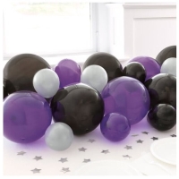 Balónková girlanda na stůl černo-fialová