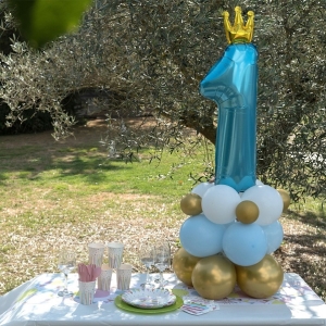 Balónkový set 1. narozeniny s korunkou modrý