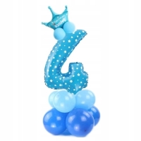 Balónkový set Číslice 4 s korunkou na podstavci modrá