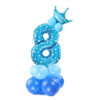 Balónkový set Číslice 8 s korunkou na podstavci modrá