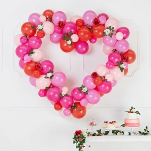 Set balónků Srdce růžové, s rámem 160 cm