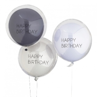 Balónky dvouvrstvé Námořnická/šedá Happy Birthday 45 cm 3 ks