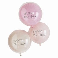 Balónky dvouvrstvé, pastelové "Happy birthday" 3ks - 45 cm