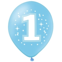 Balónky latexové 1. narozeniny modré 30 cm 1 ks