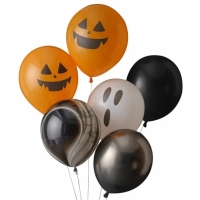 Balónky latexové Dýně a duch Halloween 30 cm 6 ks