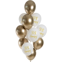 Balónky latexové Golden Anniversary 50. výročí 33 cm 12 ks