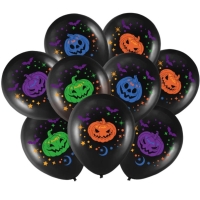 Balónky latexové Halloween Dýně černé 30 cm 9 ks