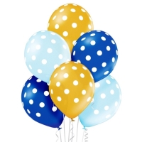 Balónky latexové Polka kroužky, modré 30 cm 6 ks