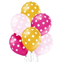 Balónky latexové Polka kroužky, růžové 30 cm 6 ks
