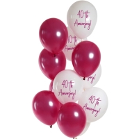 Balónky latexové Ruby Anniversary  40.výročí 33 cm 12 ks