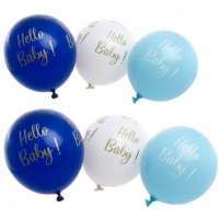 Balónky latexové "Hello Baby!" modré 27 cm 6 ks