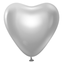 Balónky latexové, platinové stříbrné srdce 30 cm 6 ks