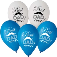 Balónky latexové bílá/modrá Best Dad Ever 30 cm 5 ks