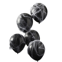 Balónky latexové černé s pavučinou a pavouky 30 cm 5 ks