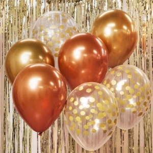 Bal�nky latexov� Beauty Charm buket zlato-m�d�n� 30 cm 7 ks