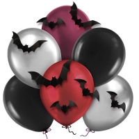 Balónky latexové metalické s netopýry 30 cm 6 ks