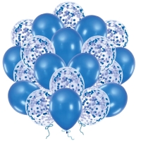 Bal�nky latexov� s konfetami modr� 30 cm 20 ks