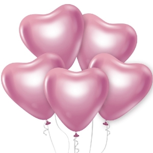 Bal�nky latexov�, platinov� sv�tle r��ov� srdce 30 cm 6 ks