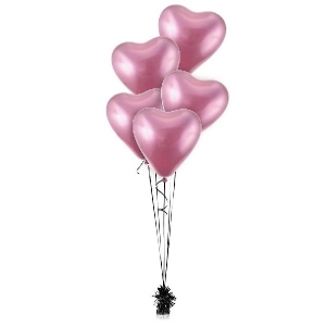 Bal�nky latexov�, platinov� sv�tle r��ov� srdce 30 cm 6 ks