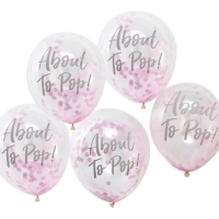 Balónky latexové transparentní s konfetami růžové About To Pop 30 cm 5 ks