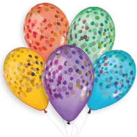 Balónky pastelové s potiskem, konfety krystalové 50 ks