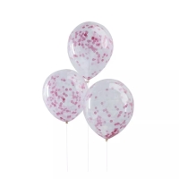 Balónky průhledné s růžovými konfetami 5 ks