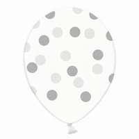 Balónky průhledné tečky stříbrné velké 50 ks