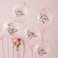 Balónky s konfetami 'Team bride' ružové zlato