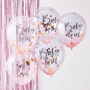 Balonky transparentn s rovmi konfetami Baby girl