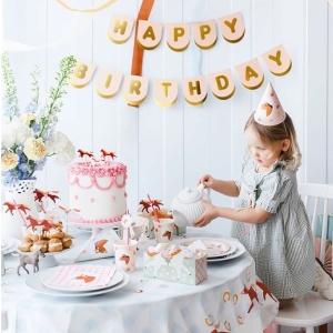 Banner "Happy birthday", papírový, Koník 13x150 cm