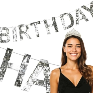 Banner Happy Birthday stbrn 220 cm