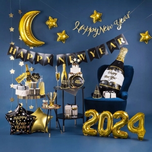 Banner HNY černo-zlatý 250cm