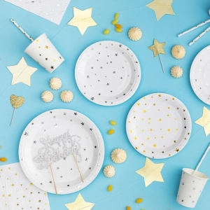 Kel�mky pap�rov� b�l� se zlat�mi hv�zdi�kami 220ml 6ks