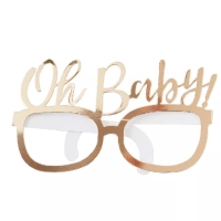 Brýle papírové Oh Baby! Zlaté 8 ks