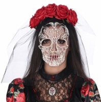 Čelenka Den Mrtvých s růžemi