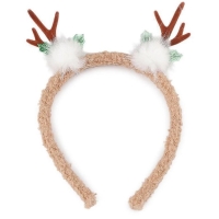 Čelenka do vlasů vánoční sobí rohy béžové