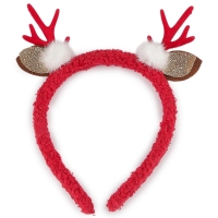 Čelenka do vlasů vánoční sobí rohy červené