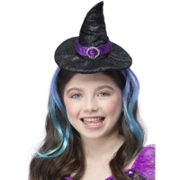 Čelenka s čarodejnickým kloboučkem a barevnými vlasy