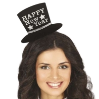 Čelenka s kloboučkem Happy New Year stříbrná