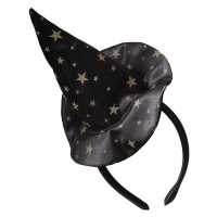 Čelenka s kouzelnickým kloboukem černý s hvězdami
