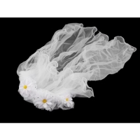 Čelenka s květy a závojem bílá
